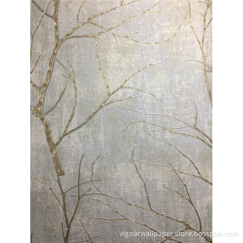 53cm Golden Modern PVC Embossed Hotel Wallpaper Bilik